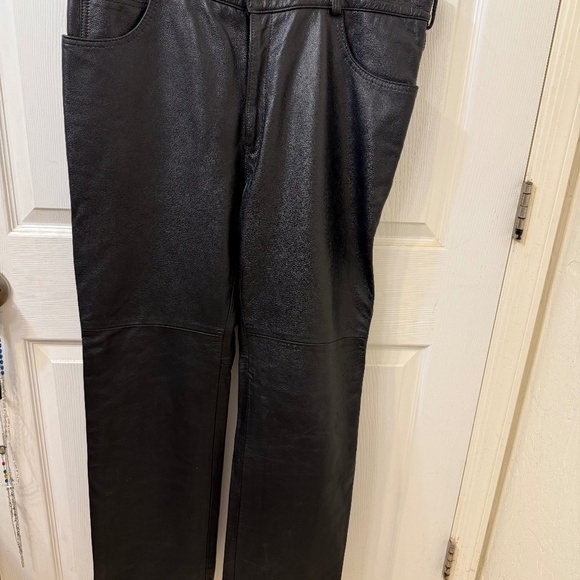 Size 40 genuine black leather biker pants by Reed. Like New - Picture 1 of 5